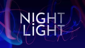 Night Light logo on colorful time-lapse background